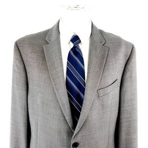 Tommy Hilfiger Worsted‎ Wool 2 Button Blazer 40R Gray Sharkskin Tagged 44R
